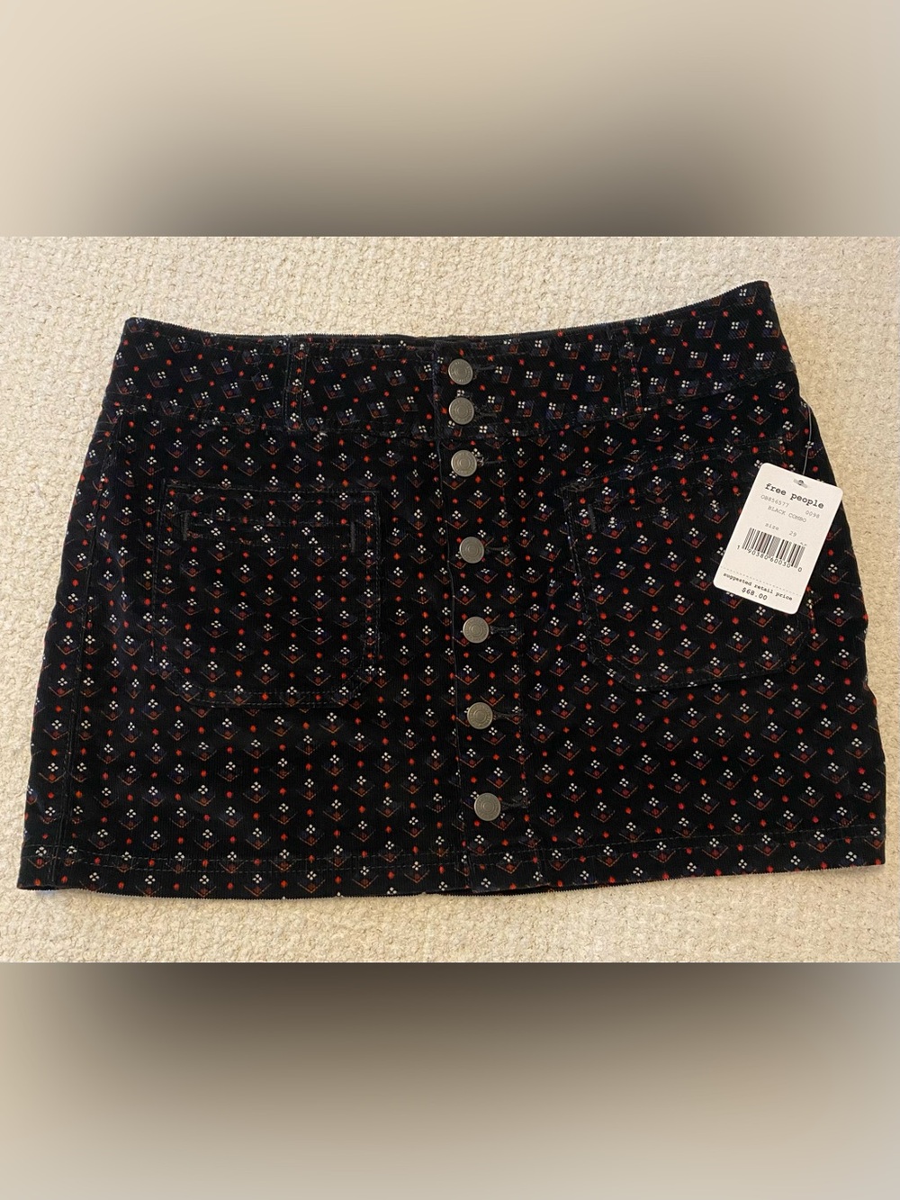 Free People We The Free Corduroy Button-Front Mini Skirt Size 29